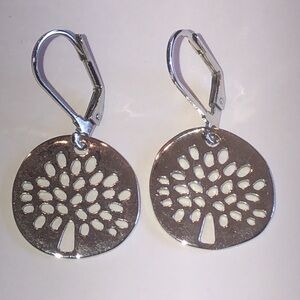 Silver Tone Cutout Tree Design Boho Earrings